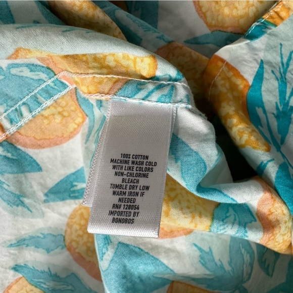 Bonobos Riviera Short Sleeve button down medium Slim Fit Fruit Tropical Orange - Picture 7 of 7